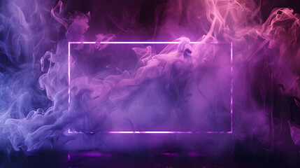 Wall Mural - an empty textbox background with magical purple smoke corners on a dark glowing background