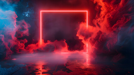 Wall Mural - an empty textbox background with magical red smoke corners on a dark glowing background