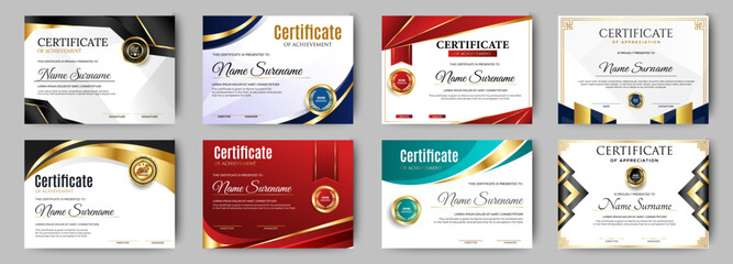 Wall Mural - certificates of completion template with luxury badge and modern line and shapes. horizontal certifi