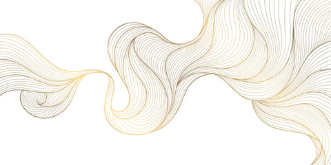 vector line gold background, luxury design texture. flow elegant curve graphic. river, ocean dynamic