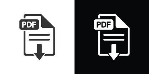 Pdf download icon on black and white