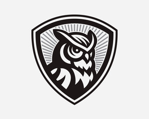 Wall Mural - Owl logo. Night bird emblem design editable for your business. Vector illustration.