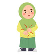 Vector Illustration of a Muslim feeling hungry.
