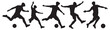 football player silhouette set vector illustration