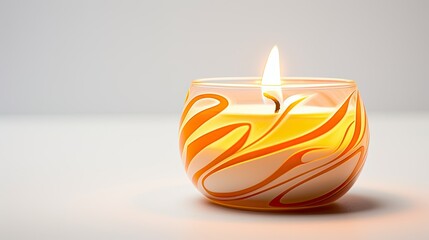 Wall Mural - wax candle flame on white