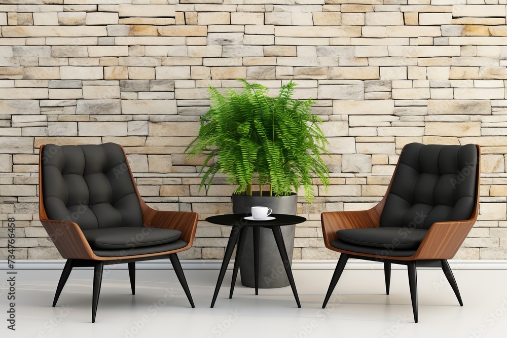 Modern living room interior with minimalist aesthetic and black poster ...