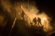 rescue team boarding a smoky, evacuated ship