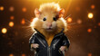 Portrait of a funny hamster rock super star