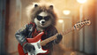Portrait of a funny panda bear rock super star