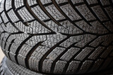 Fototapeta Do przedpokoju - Close-up view on winter tires.