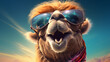 Portrait of a funny camel rock super star