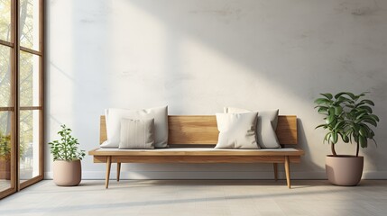 Canvas Print - scandinavian bench interior