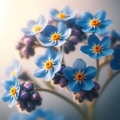  forget-me-nots on a light background. forget-me-not flowers. beautiful blue flowers 
