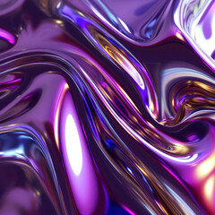 Poster - 3D abstract colorful holographic metallic foil with iridescence background. futuristic cyberpunk hyper realism detailed background.