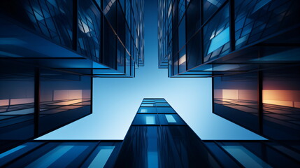 Canvas Print - blue glass building