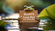 Cute frog holding banner with text. Leap day, one extra day - leap year 29 February 