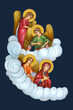 The Blessed Virgin Mary and archangels. Illustration in Byzantine style