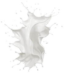 Poster - Milk splash isolated on brown background, yogurt or milk cream 3d illustration.