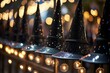Witches' Hats in a Row Bokeh: Rows of witch hats.