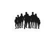 © ultra designer - family standing silhouettes set. family of four standing silhouette vector. Vector drawing of a collection of silhouettes of men and women. vector illustration isolated on white background.