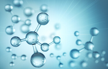 Wall Mural - molecule or atom, abstract structure for science or medical background, 3d illustration.