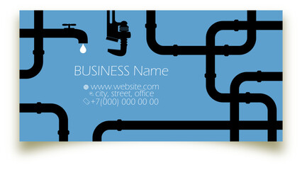 Wall Mural - Faucet and water pipes business card plumbing concept