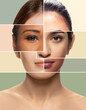 © master1305 - Creative collage forming female face made of face parts of different young women with various skin types and colors. Beauty clinic poster. Concept of human diversity, beauty standards, cosmetics
