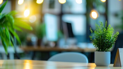 Aufkleber - atmosphere around office blur background with bokeh : Generative AI