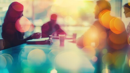Fototapete - Business project team working together at meeting room at office.Horizontal.Blurred background.Flares : Generative AI
