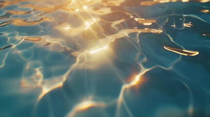 Leinwandbilder - Ripple Water in swimming pool with sun reflection : Generative AI
