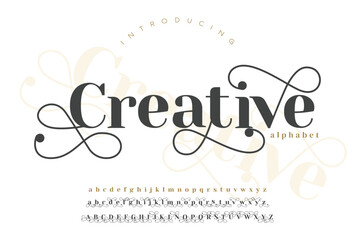 Wall Mural - Creative luxury font elegant typeface for wedding invitation fashion logo design.

