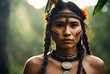 Mulher indígena brasileira com olhar sereno.