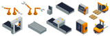 Fototapeta Kosmos - Smart industry icons in isometric view