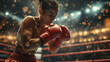 a female boxer sweats and focuses in the boxing ring, Ai Generated Images