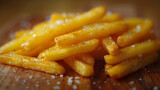 Fototapeta Do pokoju - Professional food photo of appetizing and delicious fast food French fries, detailed close-up shot