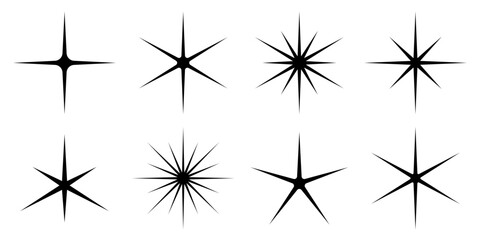 Wall Mural - Simple sparkles collection – Set of little stars isolated on a transparent background – Vector black sparkles icons
