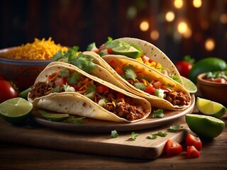 vector Mexican food background with two tacos, Generated AI