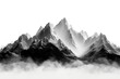 Ilustration of a mountain range in pencil, black and white background.