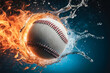 © Roman - Baseball caught in a dynamic interplay of fire and water