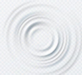 Ripple, splash water waves surface from drop isolated on transparent background. White sound impact effect top view. Vector circle liquid shampoo, cream or gel swirl round texture template