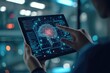 © LivroomStudio - AI, data science, digital technology concept. Computer programmer using digital tablet with AI machine learning, data management system, cloud computing technology, software development