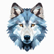 Low poly triangular wolf isolated on a white background