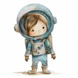 Junge Astronaut Aquarell Kinder Raumfahrer Illustration Raumanzug Weltraum Entdecker Kinderzimmer Wandkunst Niedlich Abenteuer Kunstwerk Geschenk