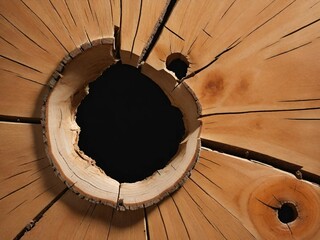 Canvas Print - close up of wooden door with hole in wall background