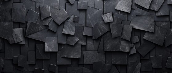 Wall Mural - An abstract mosaic of black, varying in intensity, arranged geometrically, conveying an aura of mystery and elegance.