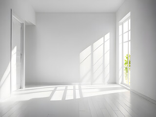 Sticker - empty modern interior with white window. 3d illustration