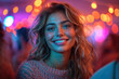 © ADDICTIVE STOCK - Smiling woman enjoying a festive atmosphere Generative AI image