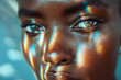 © ADDICTIVE STOCK - Captivating portrait of a woman with colorful light patterns Generative AI image