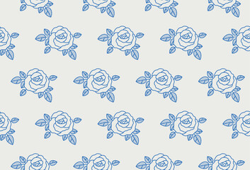 Seamless pattern of rosebud. Line art, retro. Plants and herbs for cosmetics.