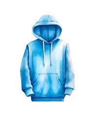 Wall Mural - Blue hoodie isolated on white background in watercolor style.